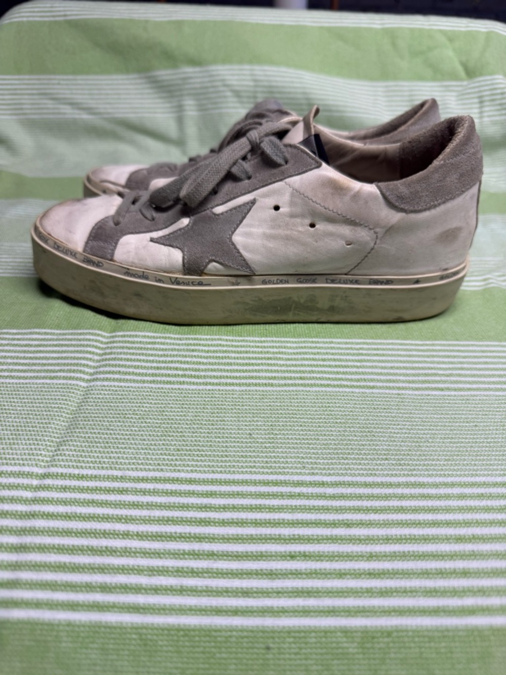 Golden Goose Women's White and Gray Low-Top Platform Sneakers - Picture 2 of 8
